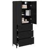 vidaXL Highboard Black Oak 69.5 x 34 x 180 cm Engineered Wood