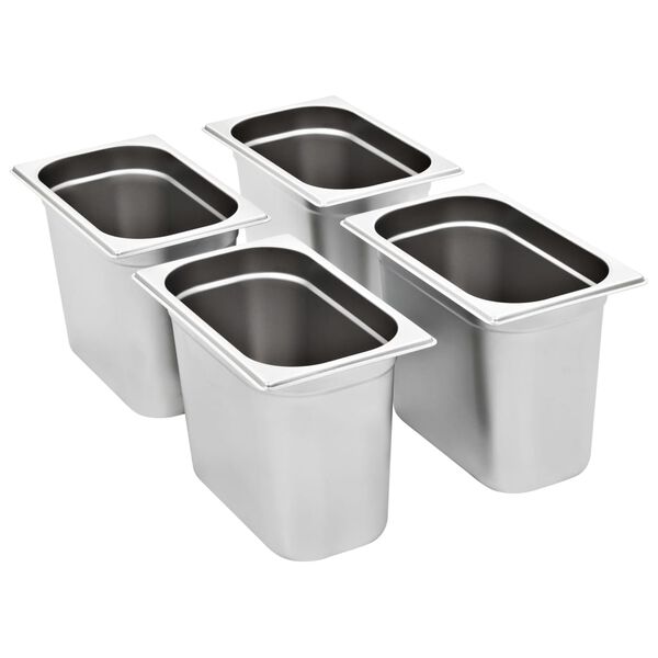 vidaXL Gastronorm Containers 4 pcs GN 1/4 200 mm Stainless Steel