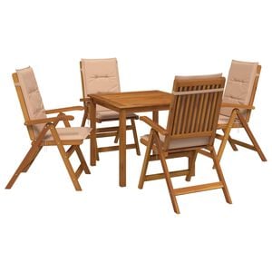 vidaXL 5-Piece Garden Dining Set Natural Solid Acacia Wood