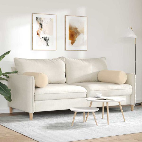 vidaXL Bolster Pillows 2 pcs Cream &Oslash; 25 x 70 cm Microfibre Fabric