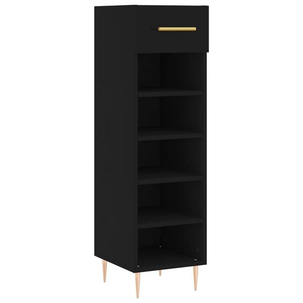vidaXL Shoe Cabinet Black 30x35x105 cm Engineered Wood