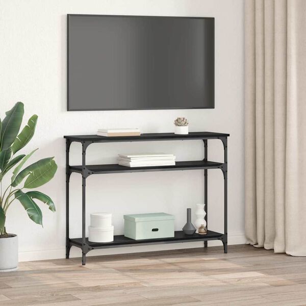 vidaXL Console Table Black Oak 100 x 29 x 75 cm Engineered Wood