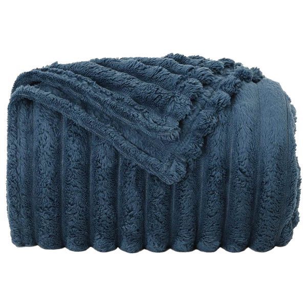 vidaXL Throw Blanket Navy Blue 150 x 130 cm Fleece
