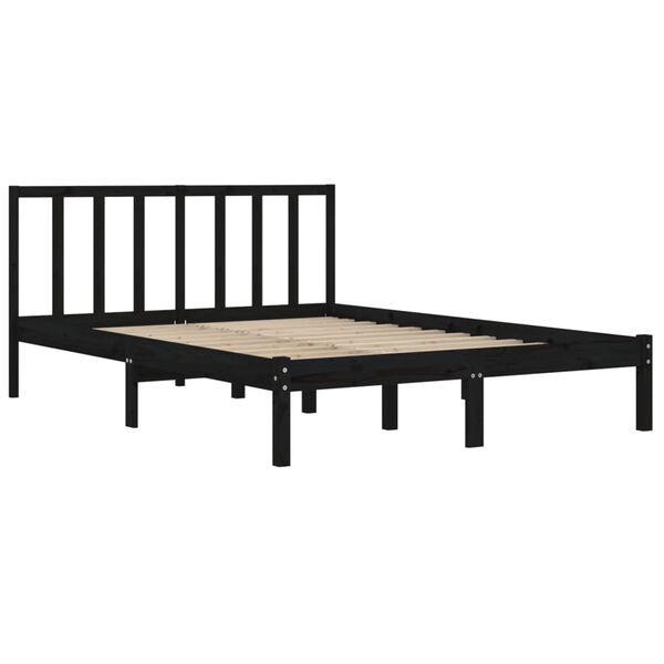 vidaXL Bed Frame without Mattress Black Solid Wood Pine 150x200 cm King Size