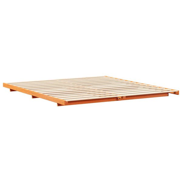 vidaXL Floor Bed Frame Wax brown 180 x 200 cm Solid pine wood