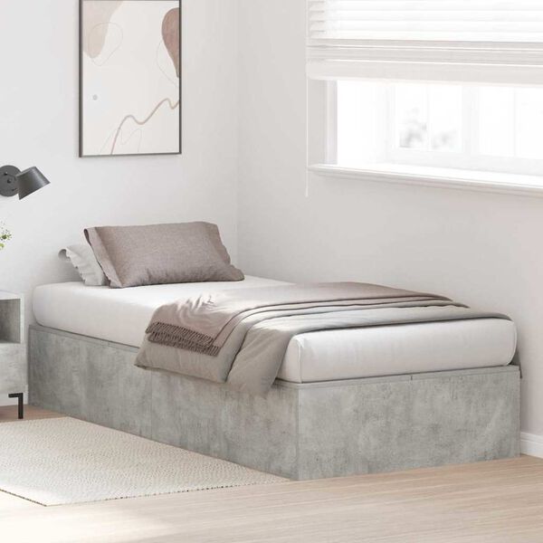 vidaXL Storage Bed Frame Concrete Grey 90 x 200 cm Engineered Wood