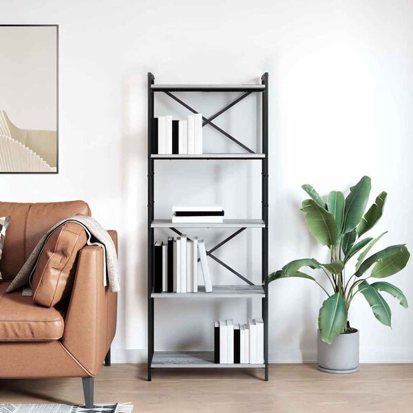 vidaXL Bookshelf Grey sonoma 60 x 30 x 155 cm Engineered Wood