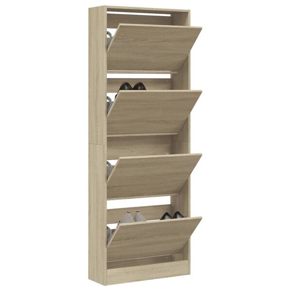 vidaXL Shoe Cabinet Sonoma Oak 60x21x163.5 cm Engineered Wood