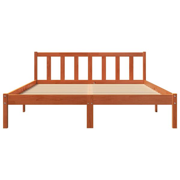 vidaXL Bed Frame without Mattress Wax Brown 150x200 cm King Size Solid Wood Pine