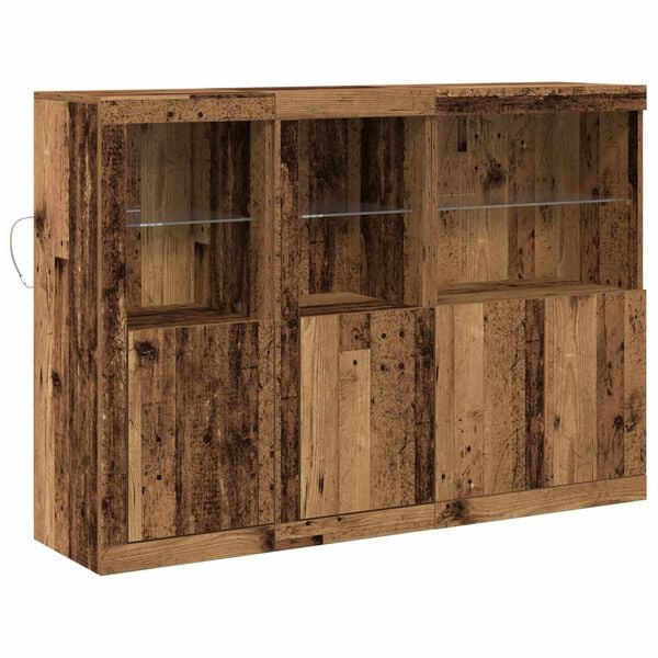 vidaXL LED Sideboard Old Wood 142.5 x 37 x 100 cm Engineered Wood