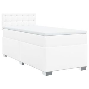 vidaXL Box Spring Bed with Mattress White 90x200 cm Faux Leather