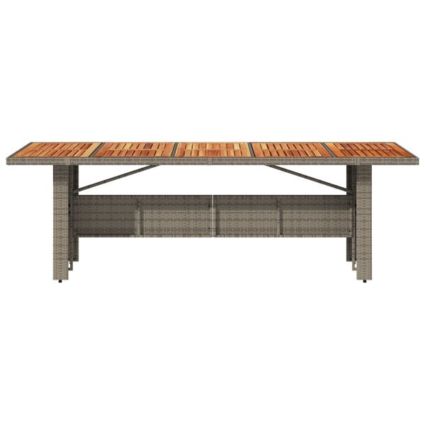 vidaXL Garden Table with Acacia Wood Top Grey 240x90x75 cm Poly Rattan