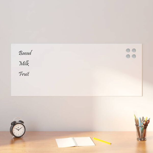 vidaXL Wall-mounted Magnetic Board White 100x40 cm Tempered Glass