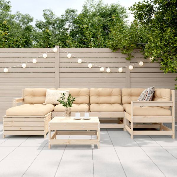vidaXL 7 Piece Garden Sofa Set Solid Wood Pine