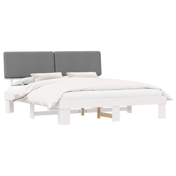 vidaXL Bed Frame with Upholstered Headboard Light Grey 200 x 200 cm