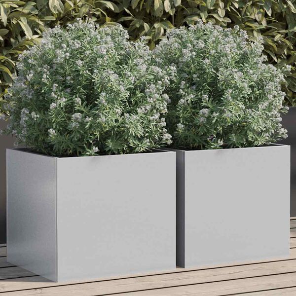 vidaXL Planters 2 pcs Silver 32x30x29 cm Galvanised Steel