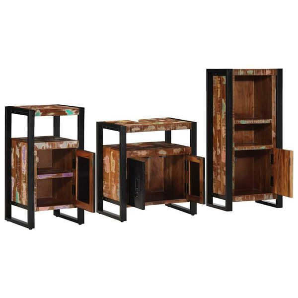 vidaXL Bathroom Furniture Set with Shelf 3 pcs Brown Solid Mango Wood