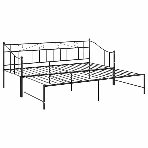 vidaXL Pull-out Sofa Bed Frame without Mattress Black Metal 90x200 cm