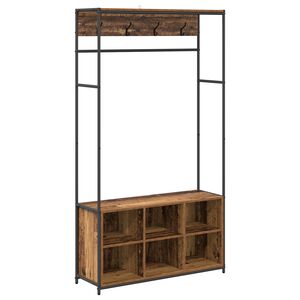 vidaXL Coat Stand with Shoes Bench Old Wood 100 x 32 x 180.5 cm