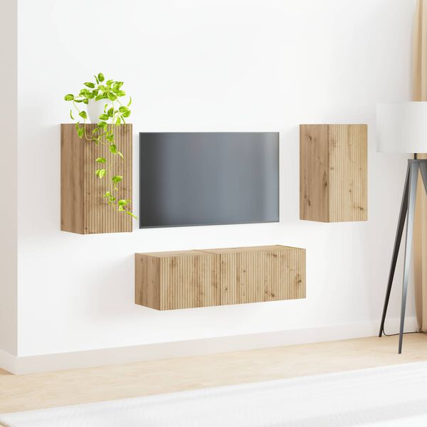 vidaXL TV Wall Cabinet Set 4 pcs Artisan Oak Engineered Wood