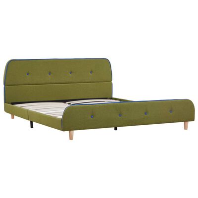 vidaXL Bed Frame Green Fabric 135x190 cm Double