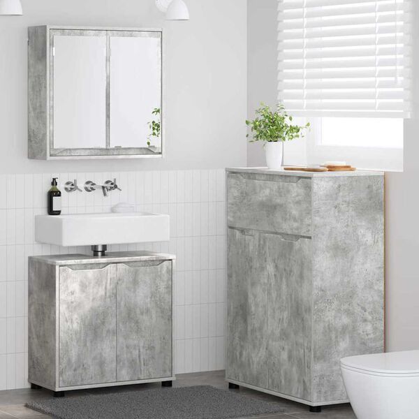 vidaXL Bathroom Furniture Set 3 pcs Concrete Grey Engineered Wood