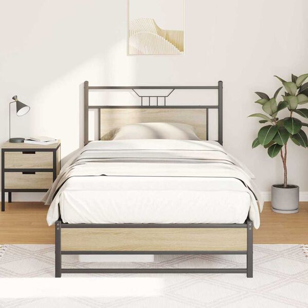 vidaXL Bed Frame without Mattress Sonoma Oak 100x200 cm Engineered Wood