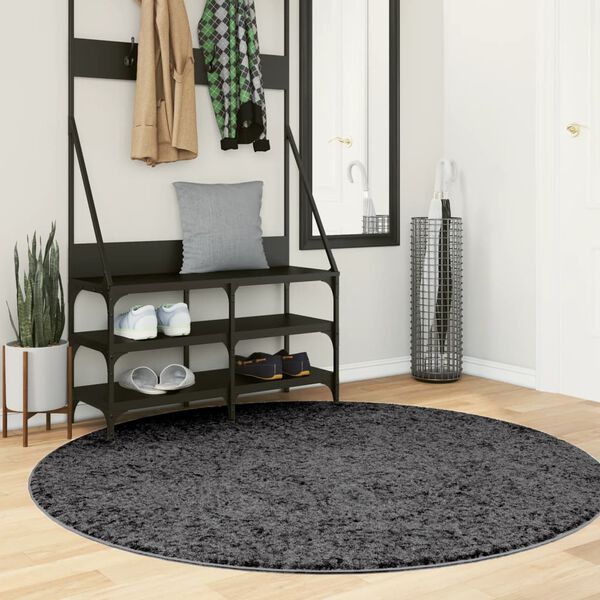 vidaXL Rug OVIEDO Short Pile Anthracite &Oslash; 160 cm