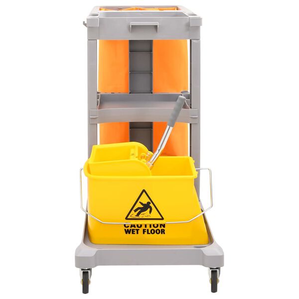 vidaXL Cleaning Trolley with Mop Bucket Polypropylene
