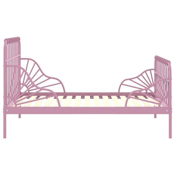 vidaXL Extendable Bed Frame without Mattress Pink Metal 80x130/200 cm