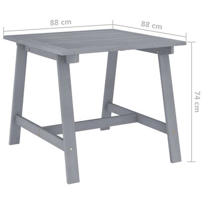 vidaXL Garden Dining Table Grey 88x88x74 cm Solid Acacia Wood