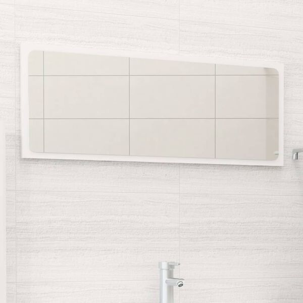 vidaXL Bathroom Mirror High Gloss White 90x1.5x37 cm Engineered Wood