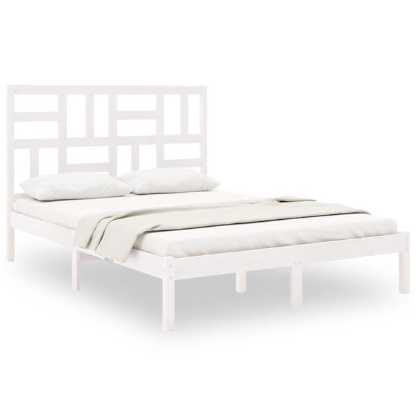 vidaXL Bed Frame without Mattress White Solid Wood 120x190 cm Small Double