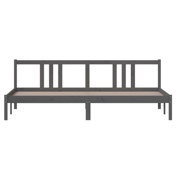 vidaXL Bed Frame without Mattress Grey Solid Wood 200x200 cm