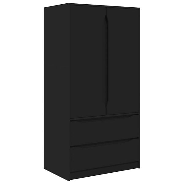 vidaXL Cabinet with Drawer Black 79.5 x 49 x 156 cm Engineered Wood