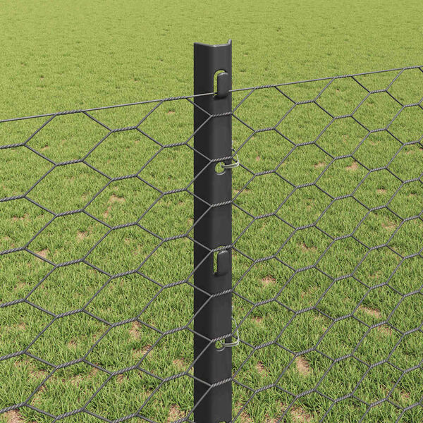 vidaXL Fence with Post Grey 1.2 x 50 m Steel and PVC