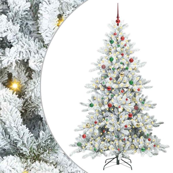 vidaXL Artificial Hinged Christmas Tree White 210 cm PVC and Steel