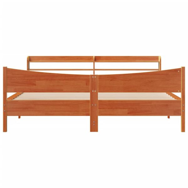 vidaXL Bed Frame with Headboard Wax Brown 200x200 cm Solid Wood Pine