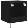 vidaXL TV Wall Cabinets with LED Lights 2 pcs Black 40.5x35x40 cm
