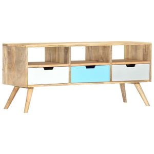 vidaXL TV Cabinet | Brown and Multicolour | Solid Mango Wood | 110 cm