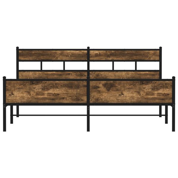 vidaXL Metal Bed Frame without Mattress Smoked Oak 200x200 cm