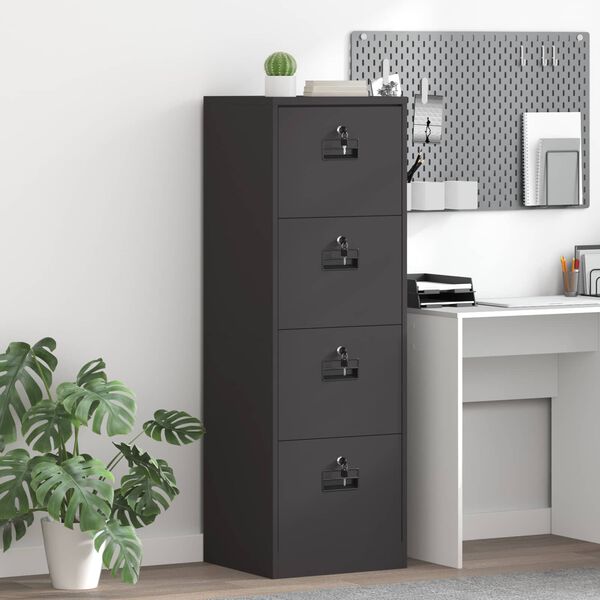 vidaXL File Cabinet Black 45.5 x 42 x 139 cm Cold-Rolled Steel