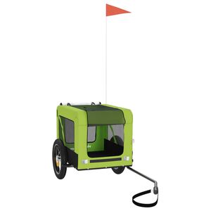 vidaXL Pet Bike Trailer Green and Black Oxford Fabric and Iron