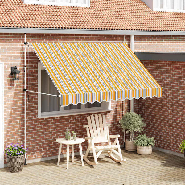 vidaXL Manual Retractable Awning 300 cm Yellow and Blue Stripes