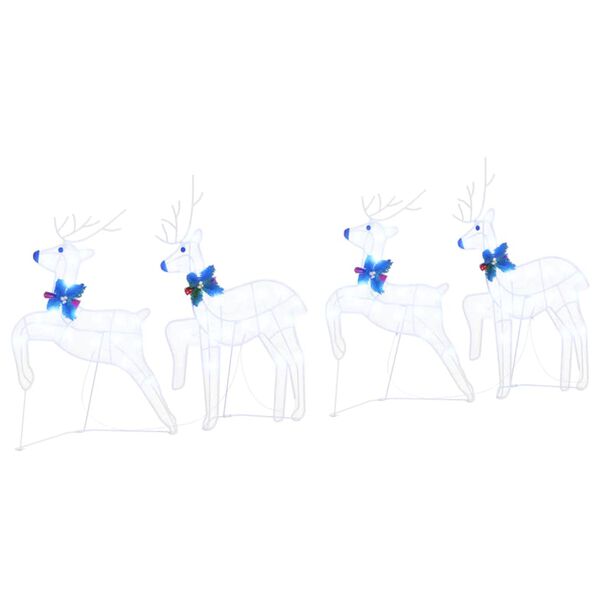 vidaXL LED Reindeers 4 pcs White Fabric