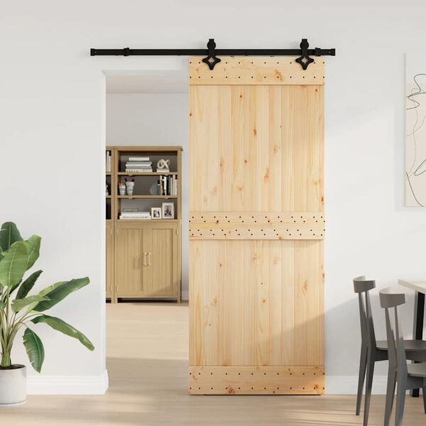vidaXL Sliding Door with Hardware Set 85x210 cm Solid Wood Pine
