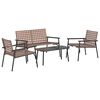 vidaXL Garden Dining Set 4 pcs Brown Poly Rattan