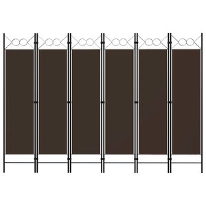 vidaXL 6-Panel Room Divider Brown 240x180 cm