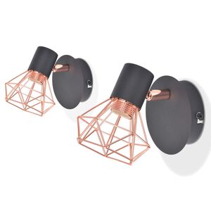 vidaXL Wall Lamp 2 pcs E14 Black and Copper