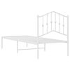 vidaXL Metal Bed Frame without Mattress with Headboard White 75x190cm